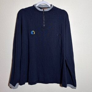 Icebreaker Sport Merino Wool Quarter-Zip Navy Blue Sweater SIZE XL